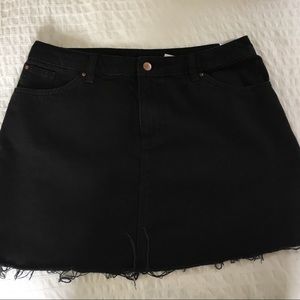 Black denim skirt